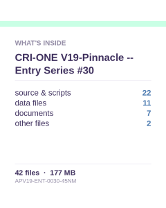 CRI-ONE V19-Pinnacle -- Entry Series #30