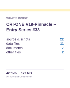 CRI-ONE V19-Pinnacle -- Entry Series #33