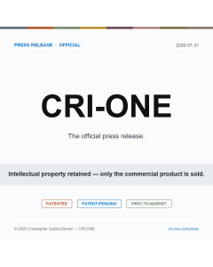 CRI-ONE Press Release — 31 July 2026