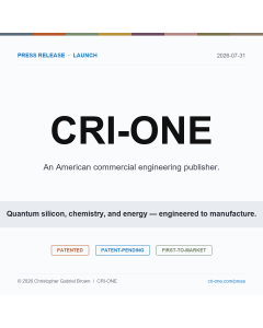 Press release cover — CRI-ONE launch, 2026-07-31