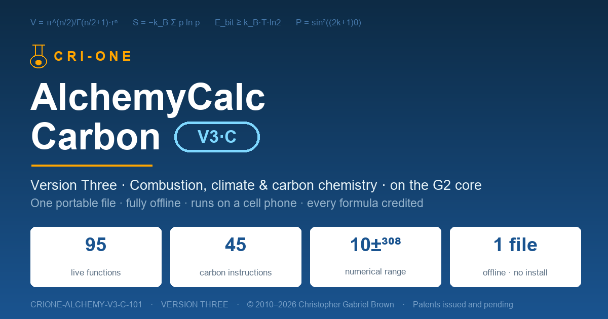 AlchemyCalc Carbon V3 — CRI-ONE