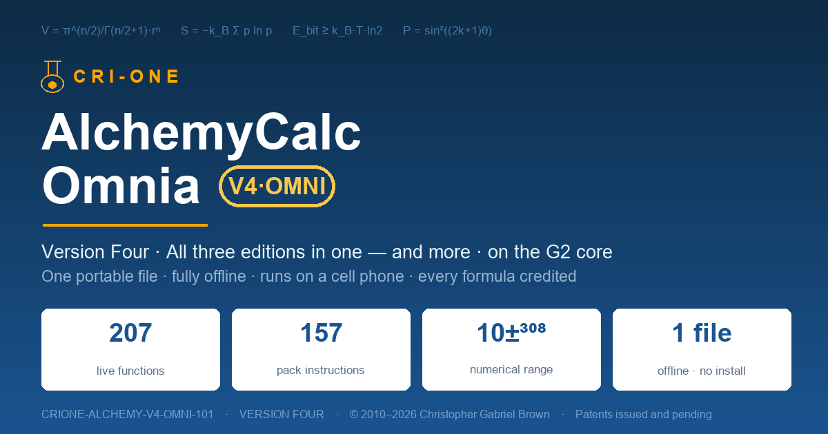 AlchemyCalc Omnia V3 — CRI-ONE